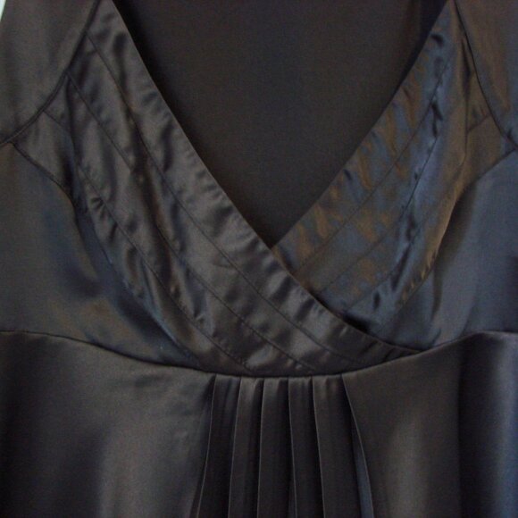 Y2K Black Satin Babydoll Cami Top Tristan Sleeveless Crisscross Pleated Small - Picture 15 of 15